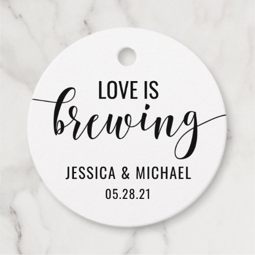 Wedding Favor Tags Coffee Tea Love is Brewing Favor Tags