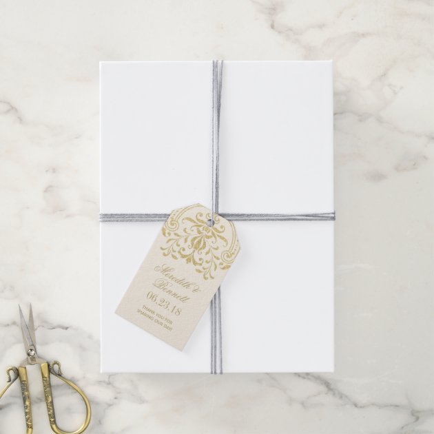 Wedding Favor Tags | Gold Vintage Glamour