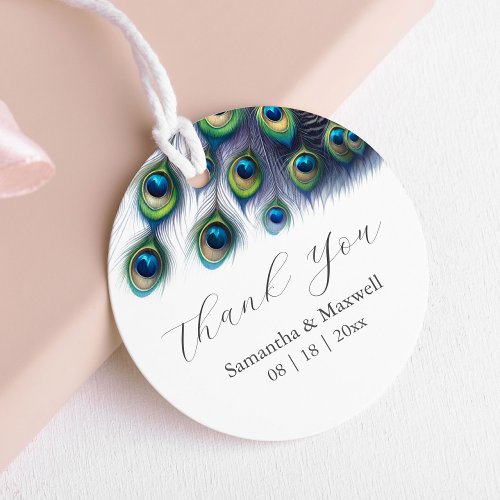 Wedding Favor Tags Peacock Feathers
