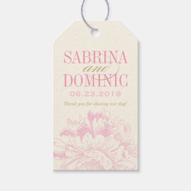 Wedding Favor Tags | Pink And Gold Peony