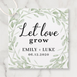 Wedding Favor Tags, Plant Favor Tag, Let Love Grow Tags