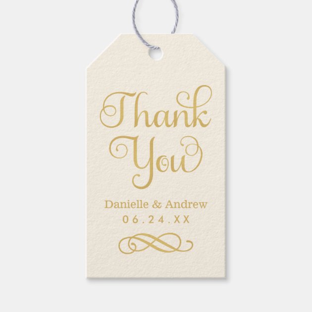 Wedding Favor Tags | Thank You Script Gold Ivory