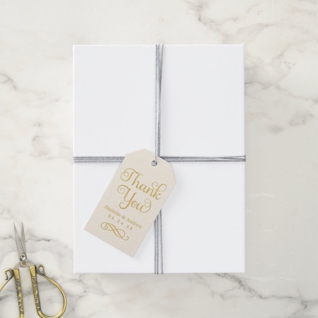 Wedding Favor Tags | Thank You Script Gold Ivory