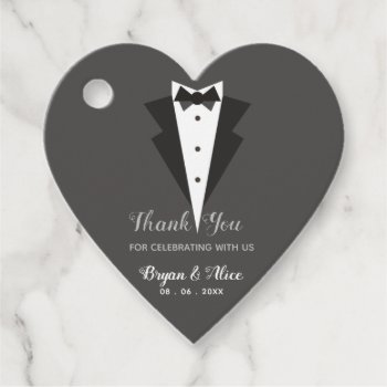 Wedding Favor Tags (tuxedo Bow Tie Heart Shaped) by CallaChic at Zazzle