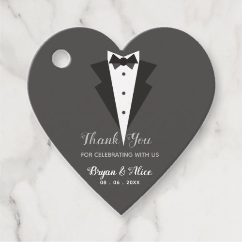 Wedding Favor Tags Tuxedo Bow Tie Heart Shaped