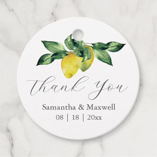 Wedding Favor Tags Watercolor Lemons