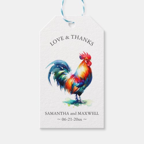 Wedding Favor Tags Watercolor Rooster