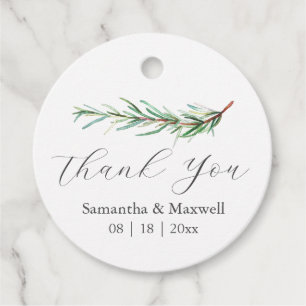 Wedding Favor Tags Watercolor Rosemary Branch