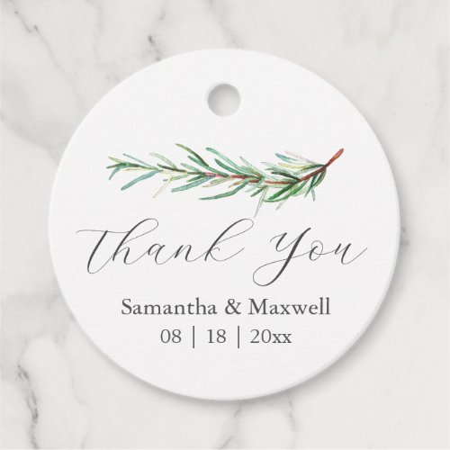 Wedding Favor Tags Watercolor Rosemary Branch