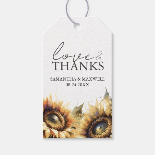 Wedding Favor Tags Watercolor Sunflowers