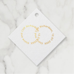 Wedding Favor Tags with Names, Diamond Shape