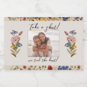 Wedding Favor Take A Shot vintage floral  Liquor Bottle Label