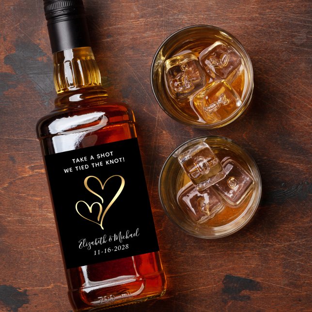 Wedding Favor Take A Shot We Tied The Knot Liquor Bottle Label (Take a shot, we tied the knot! Raise the bar at your reception with our fun mini liquor bottle label)