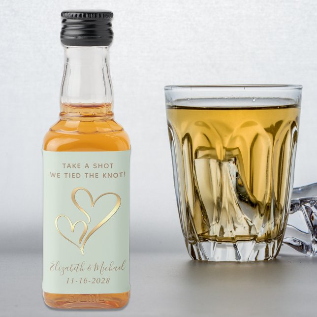 Wedding Favor Take A Shot We Tied The Knot Sage Liquor Bottle Label (Creator Uploaded)