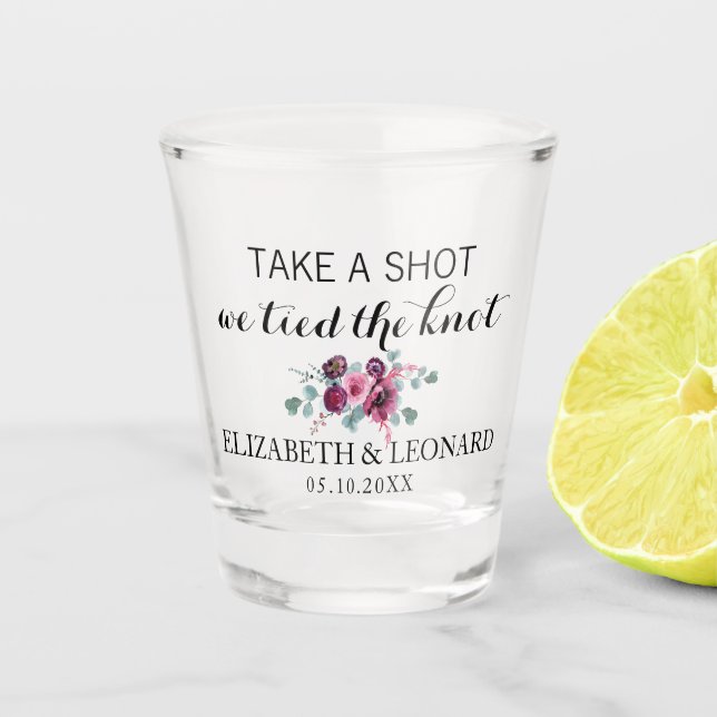 Wedding Favor take a shot we tied the knot Shot Gl Shot Glass (Front)