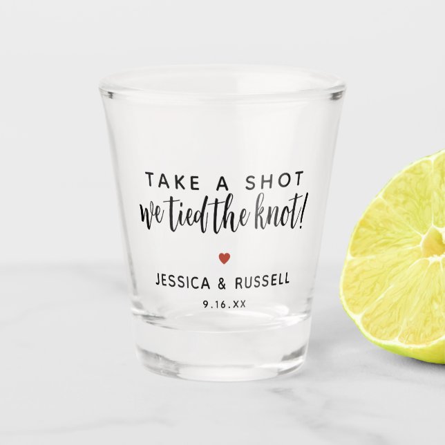 Wedding Favor Take A Shot We Tied The Knot Shot Glass (Front)