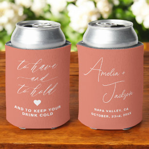 Wedding Favor Terracotta Boho To Have and To Hold Can Cooler