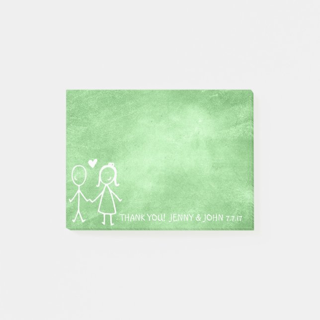 Wedding Favor Thank You Chalkboard Lemon Green Post-it Notes (Front)