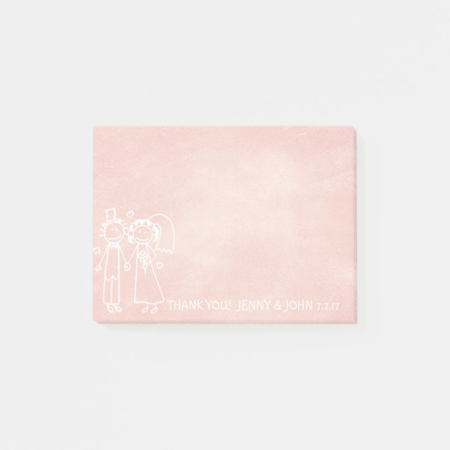 Wedding Favor Thank You Chalkboard Peach Pastel Post-it Notes (Front)