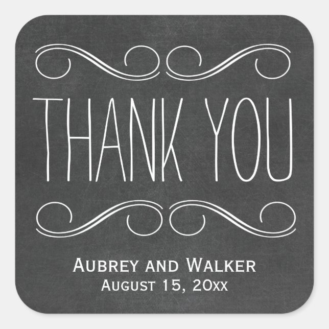 Wedding Favor Thank You Chalkboard Stickers (Front)