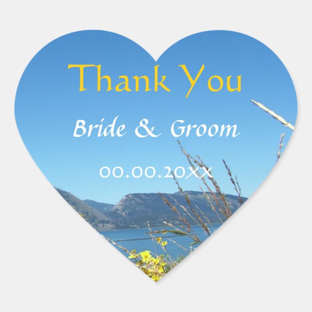 Wedding favor thank you, Grand Teton National Park Heart Sticker (Front)