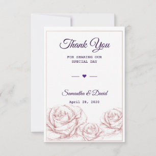 Wedding Favor Thank You Luxury Floral Roses Card