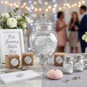 Wedding Favor Thank You Mason Jars & String Lights Classic Round Sticker