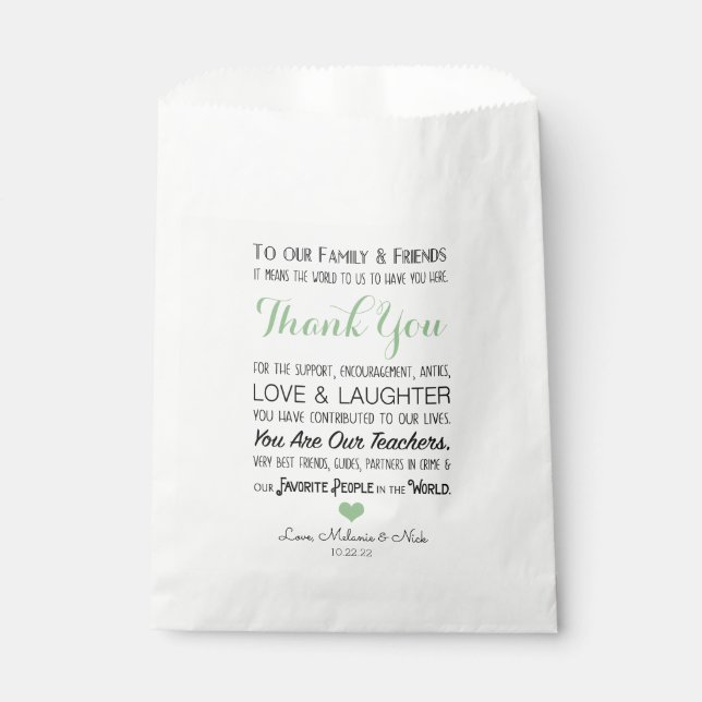Wedding Favor Thank You Message sage green 3981 Bag (Front)
