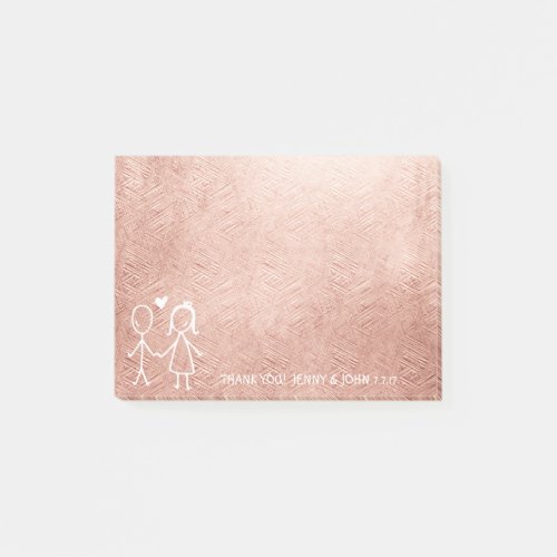 Wedding Favor Thank You Pink Gold Pastel Post_it Notes