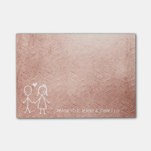 Wedding Favor Thank You Pink Gold Pastel Post-it Notes