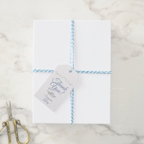 Wedding Favor Thank You White with Blue  Gray Gift Tags