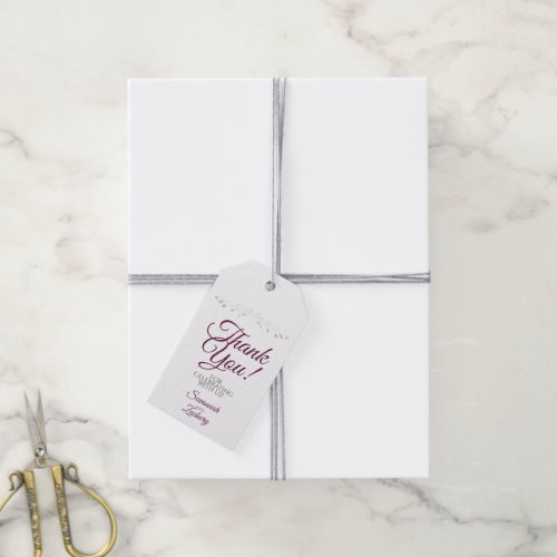 Wedding Favor Thank You White with Cassis Purple Gift Tags