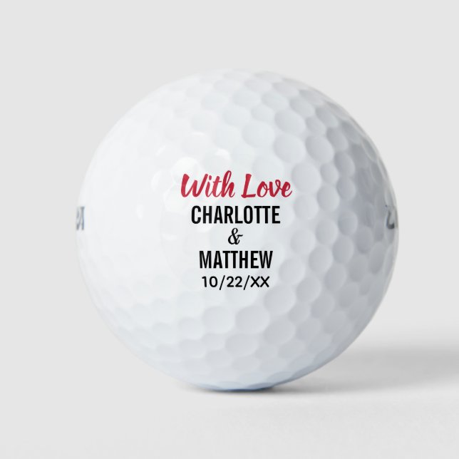 Wedding Favor Thank You With Love Golf Balls (Front)