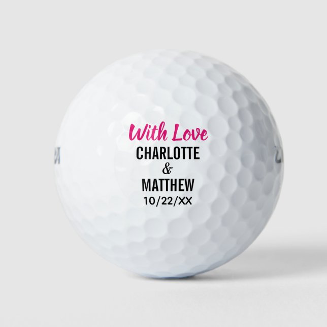 Wedding Favor Thank You With Love Golf Balls (Front)