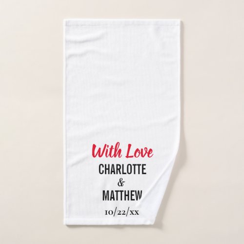 Wedding Favor Thank You With Love Hand Towel