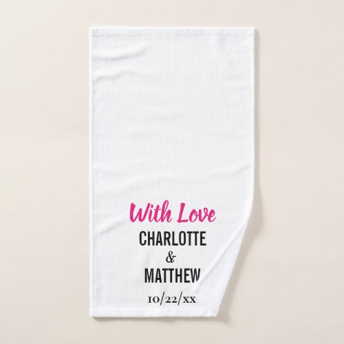 Wedding Favor Thank You With Love Hand Towel