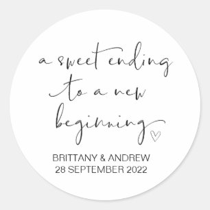 Wedding Favor Treat Bag Jam Jar Sweet Beginning Classic Round Sticker