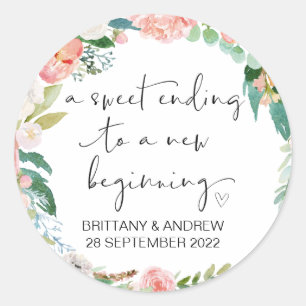 Wedding Favor Treat Bag Jam Jar Sweet Beginning Classic Round Sticker
