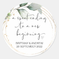 Wedding Favor Treat Bag Jam Jar Sweet Beginning Classic Round Sticker