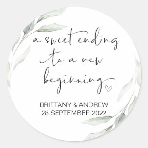 Wedding Favor Treat Bag Jam Jar Sweet Beginning Classic Round Sticker