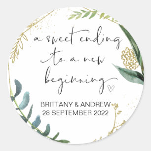 Wedding Favor Treat Bag Jam Jar Sweet Beginning Classic Round Sticker