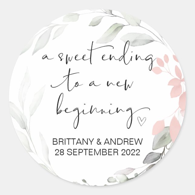 Wedding Favor Treat Bag Jam Jar Sweet Beginning Classic Round Sticker (Front)
