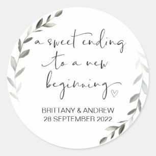 Wedding Favor Treat Bag Jam Jar Sweet Beginning Classic Round Sticker