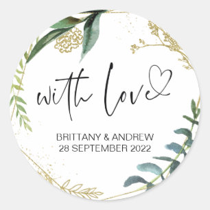 Wedding Favor Treat Bag Jam With Love Eucalyptus Classic Round Sticker