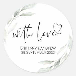 Wedding Favor Treat Bag Jam With Love Eucalyptus Classic Round Sticker