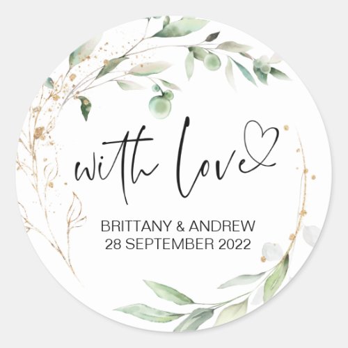 Wedding Favor Treat Bag Jam With Love Eucalyptus Classic Round Sticker