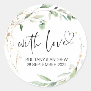 Wedding Favor Treat Bag Jam With Love Eucalyptus Classic Round Sticker