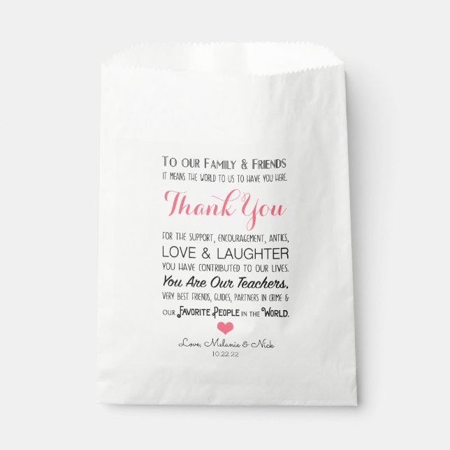 Wedding Favor Treat Thank You Message pink 3605 Bag (Front)