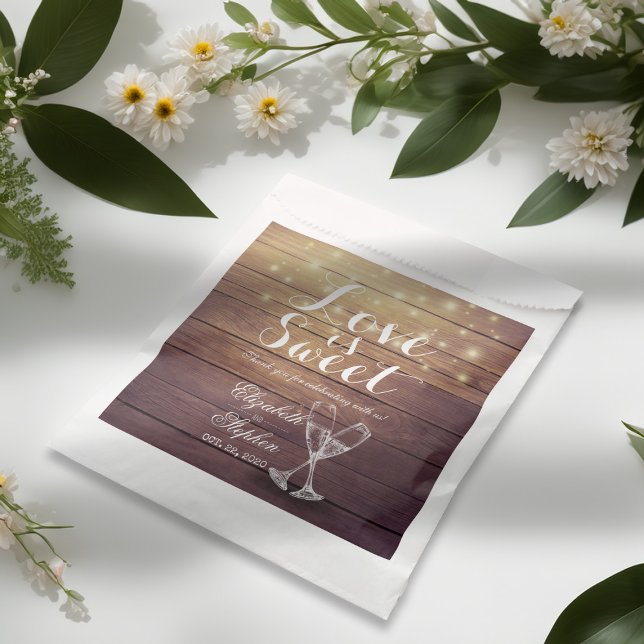 Wedding Favor Treats Bags Champagne Glasses Wood (Creator Uploaded)