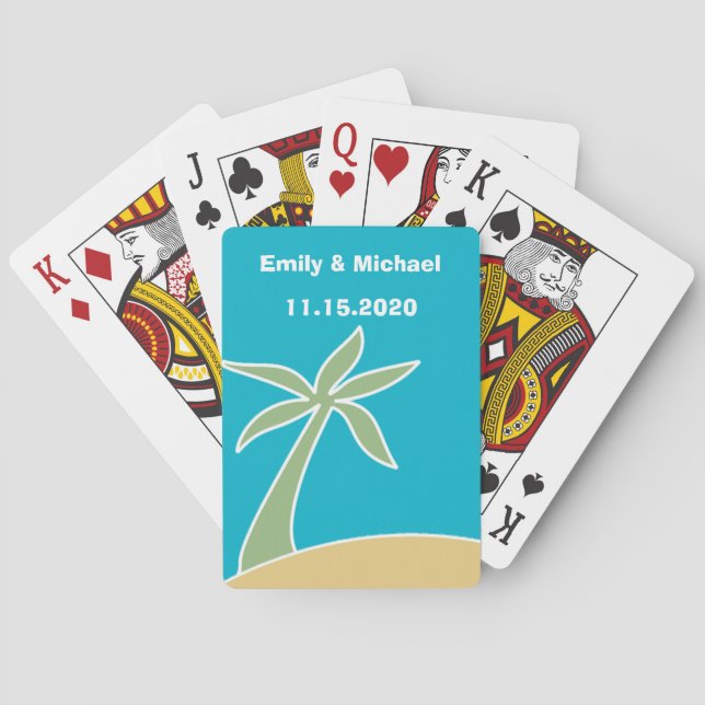 Wedding Favor Tropical Beach Playing Cards (Back)